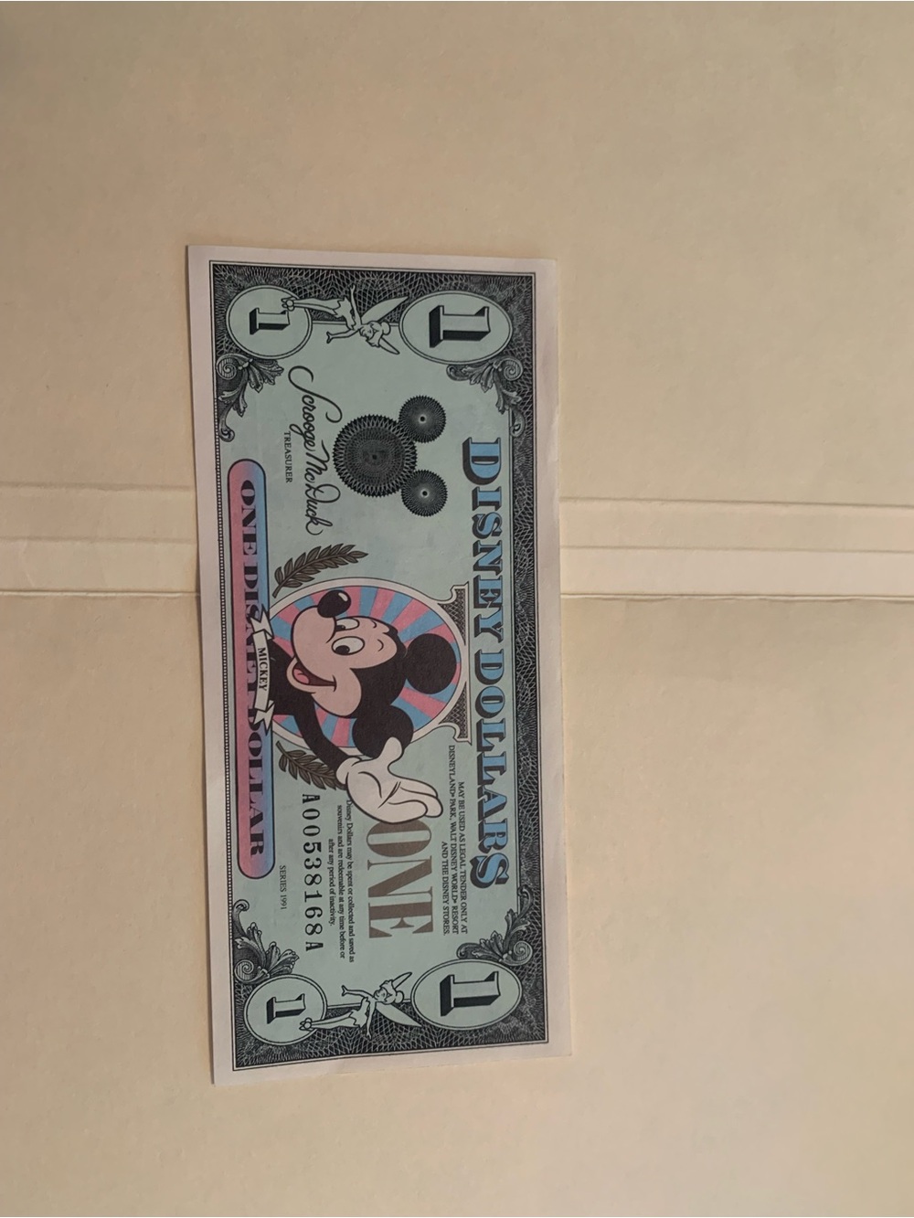 Disney Mickey Mouse Blue One Dollar Wall Art Print 1991 series